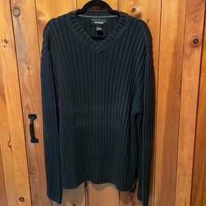 Men’s black cable sweater. Size XXL